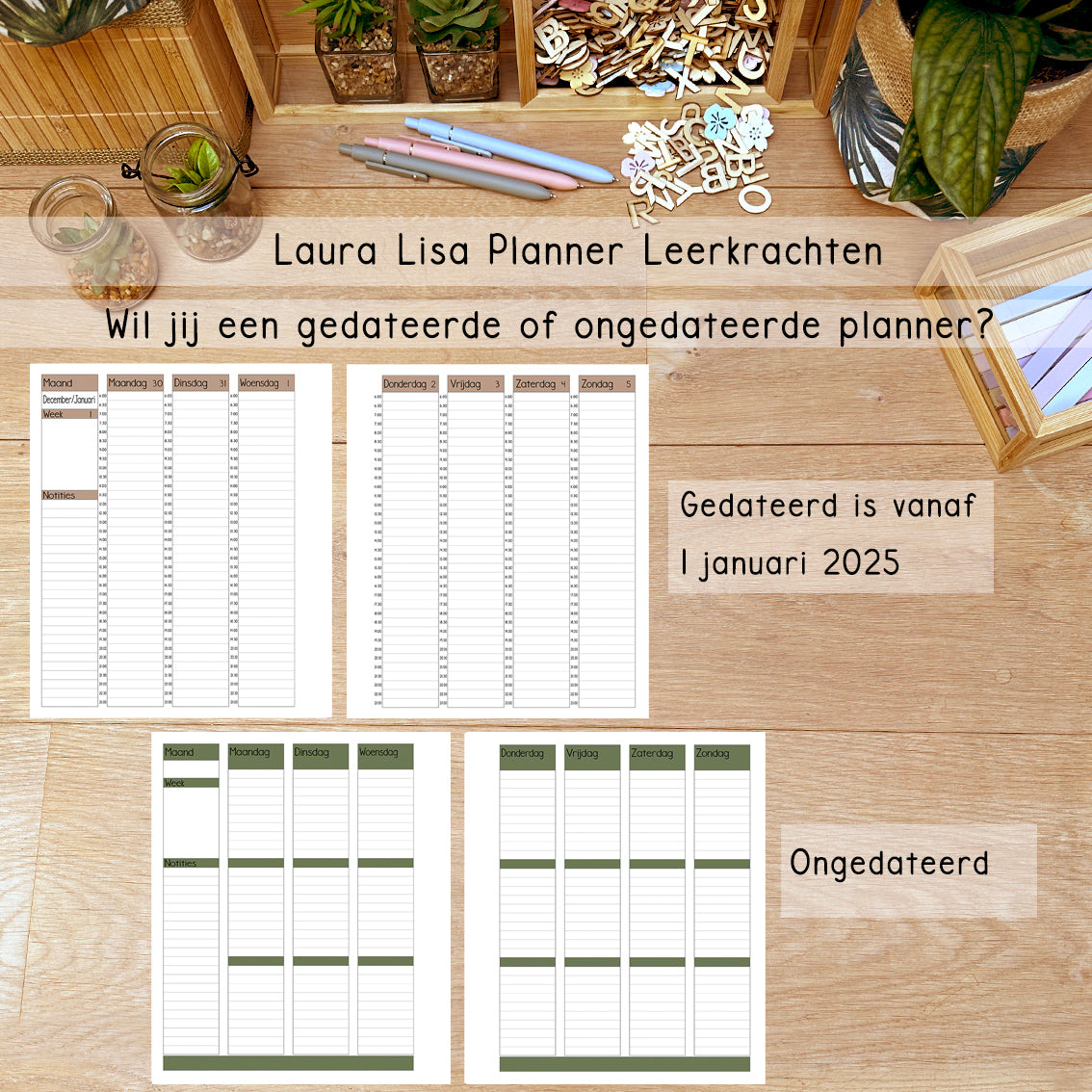 PRE-ORDER Laura Lisa halfjaarlijkse leerkrachten planner olive 2